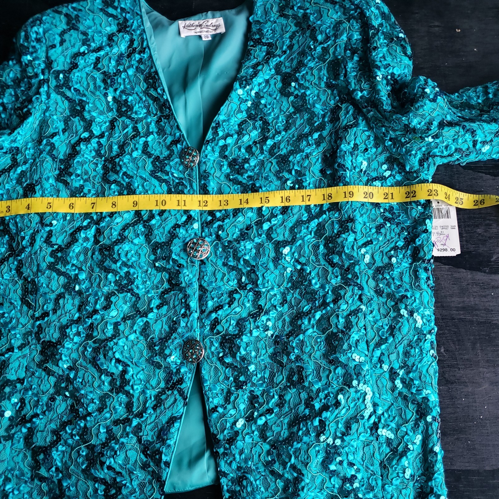Green Sequin Jacket 20W Katherine Lindsay By Matthew Evening Party Glam Cocktail
