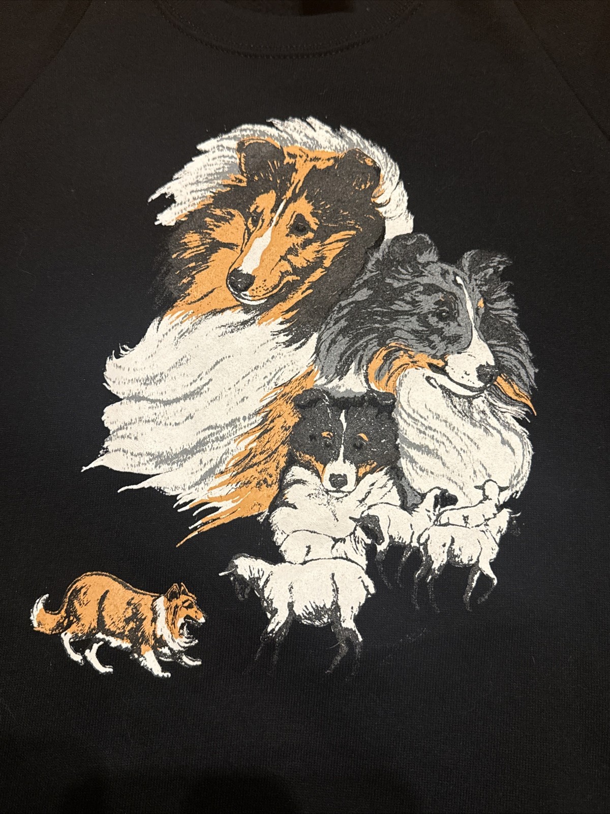 Vintage 80s 90s Collie Dog Print Graphic Sweatshirt Graphic Jerzees Sz L