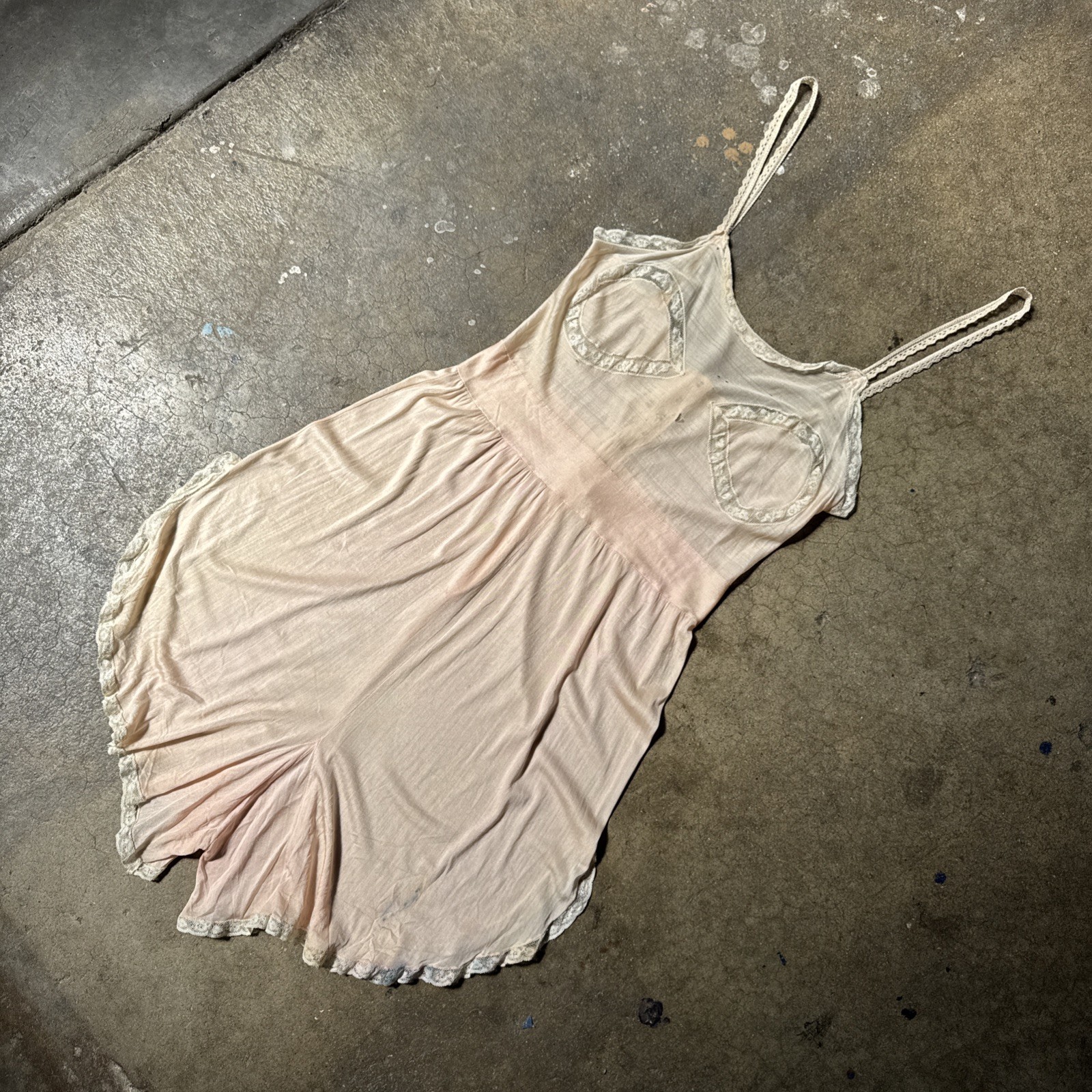 Vintage 1930s Pink Knit Teddy Eyes Slip Romper Step In Playsuit Lingerie Dress