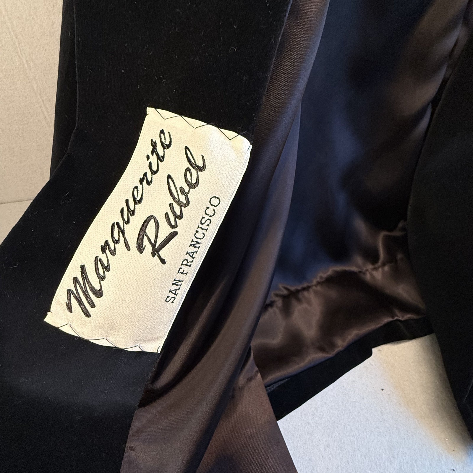 Vintage Marguerite Rubel Black Velvet Opera Swing Coat Gown Jacket