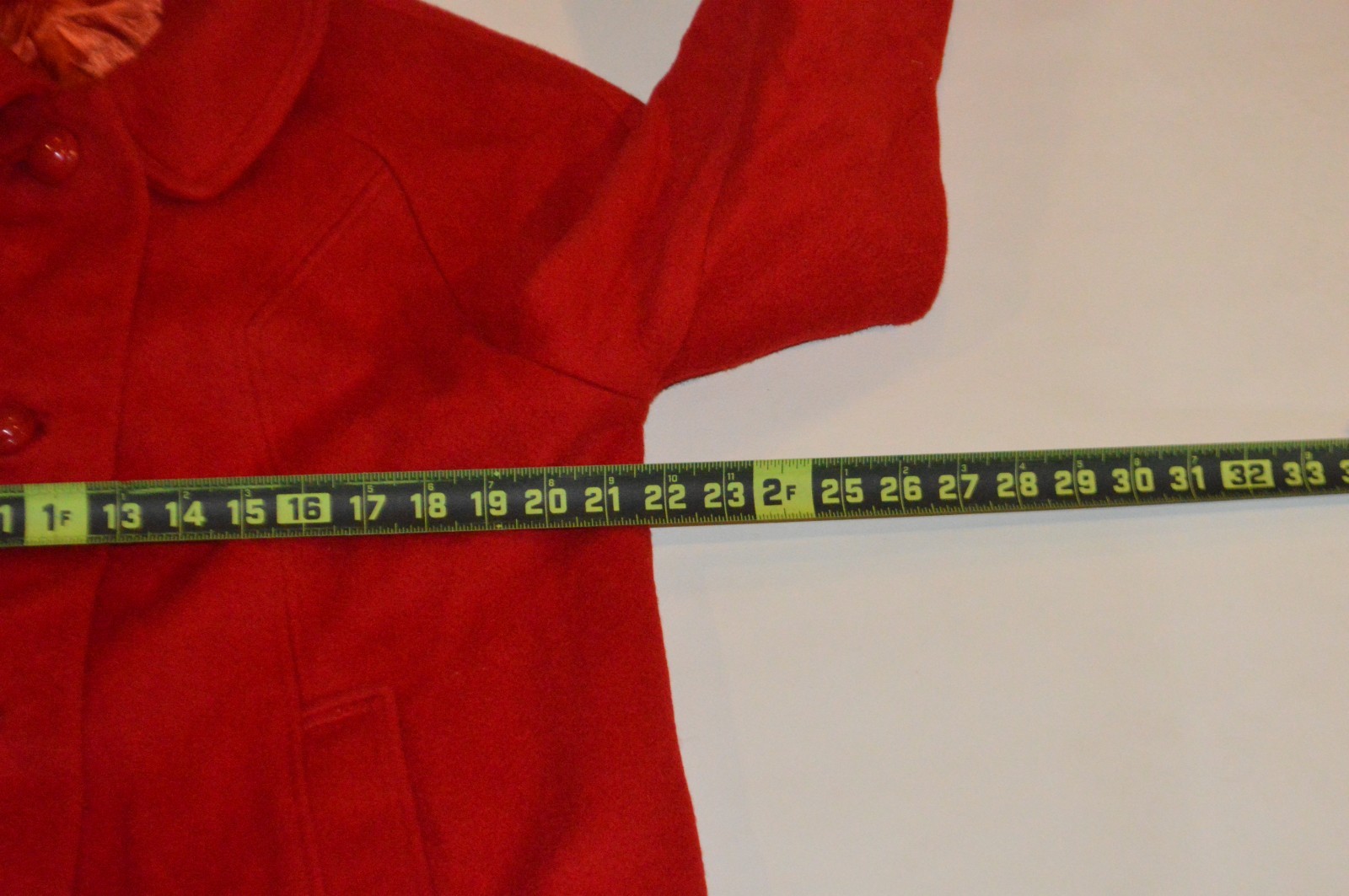 Vintage Red Wool Coat ILGWU Tag Rare AU Label American Union RARE HTF Women 7/8