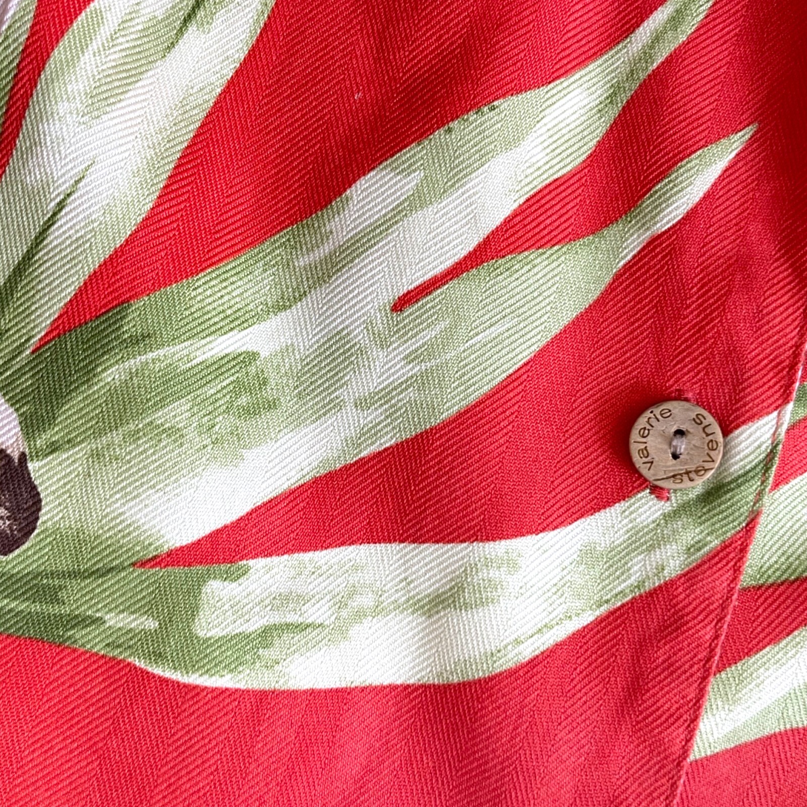 Vintage Silk Hawaiian Shirt Size Large 1990s Coral Orange Herringbone