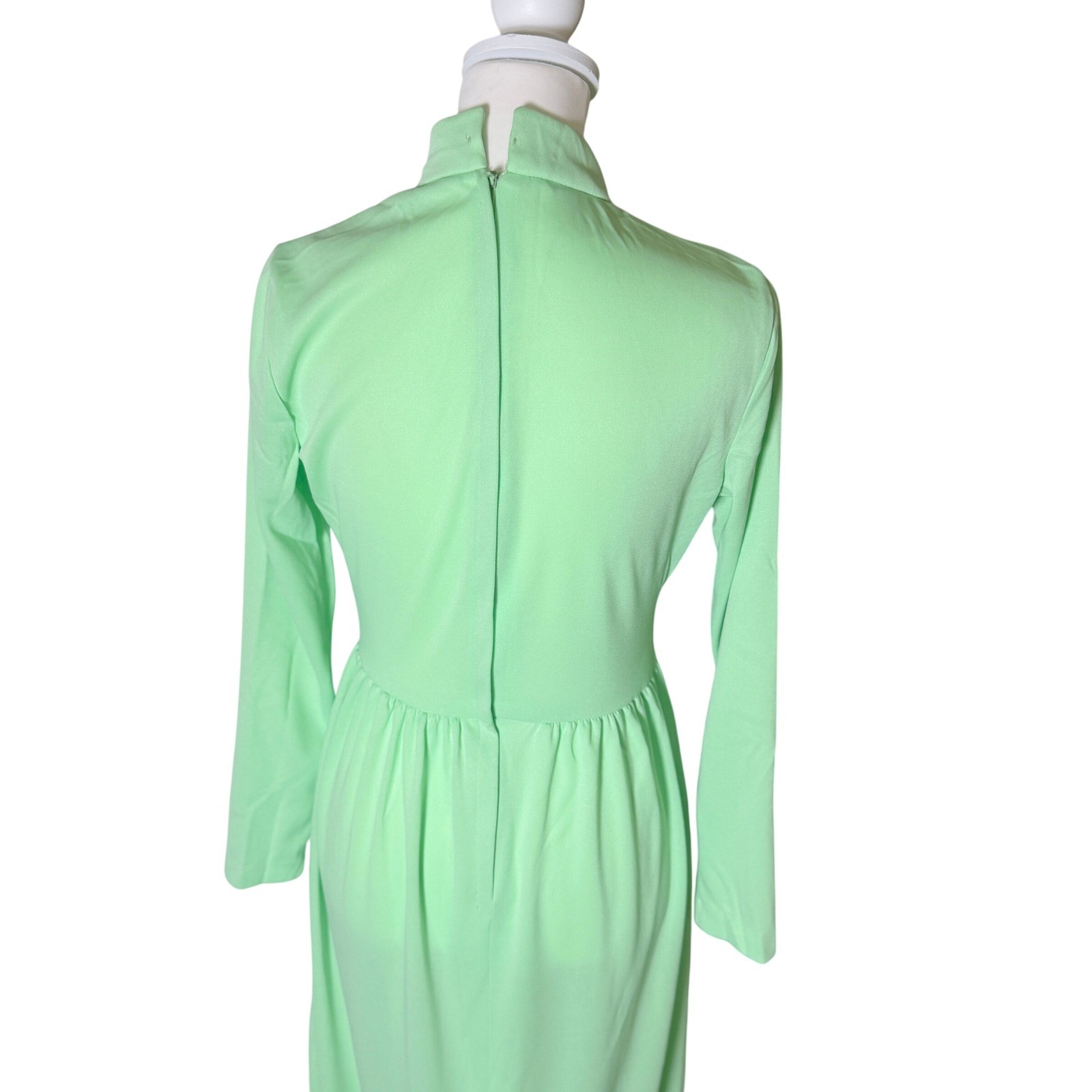 VTG Sears Mint Green Empire Waist Maxi Dress 1970’s Prairie Boho Cotagecore