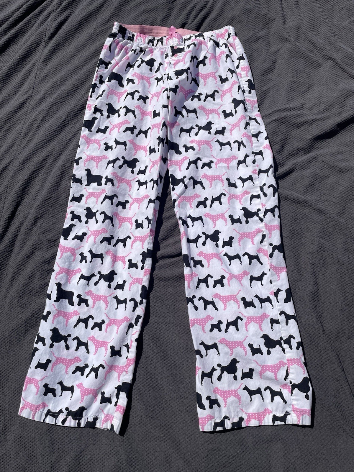PINK Victoria’s Secret dog print pajama pants Vintage Y2K polkadot pink white PJ