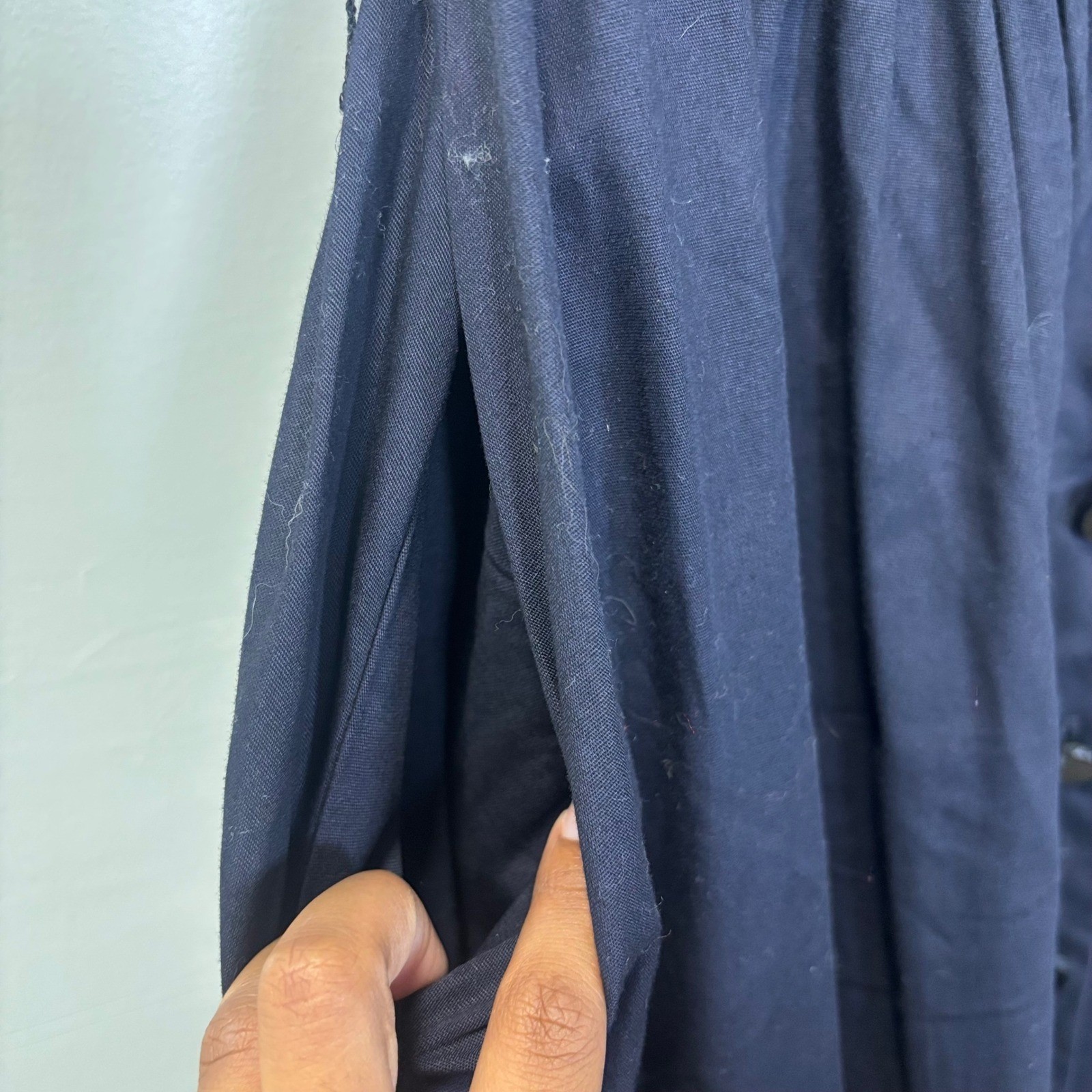 Victor Costa at Home VTG Navy Cotton Maxi Dress Button Front Fit & Flare Medium