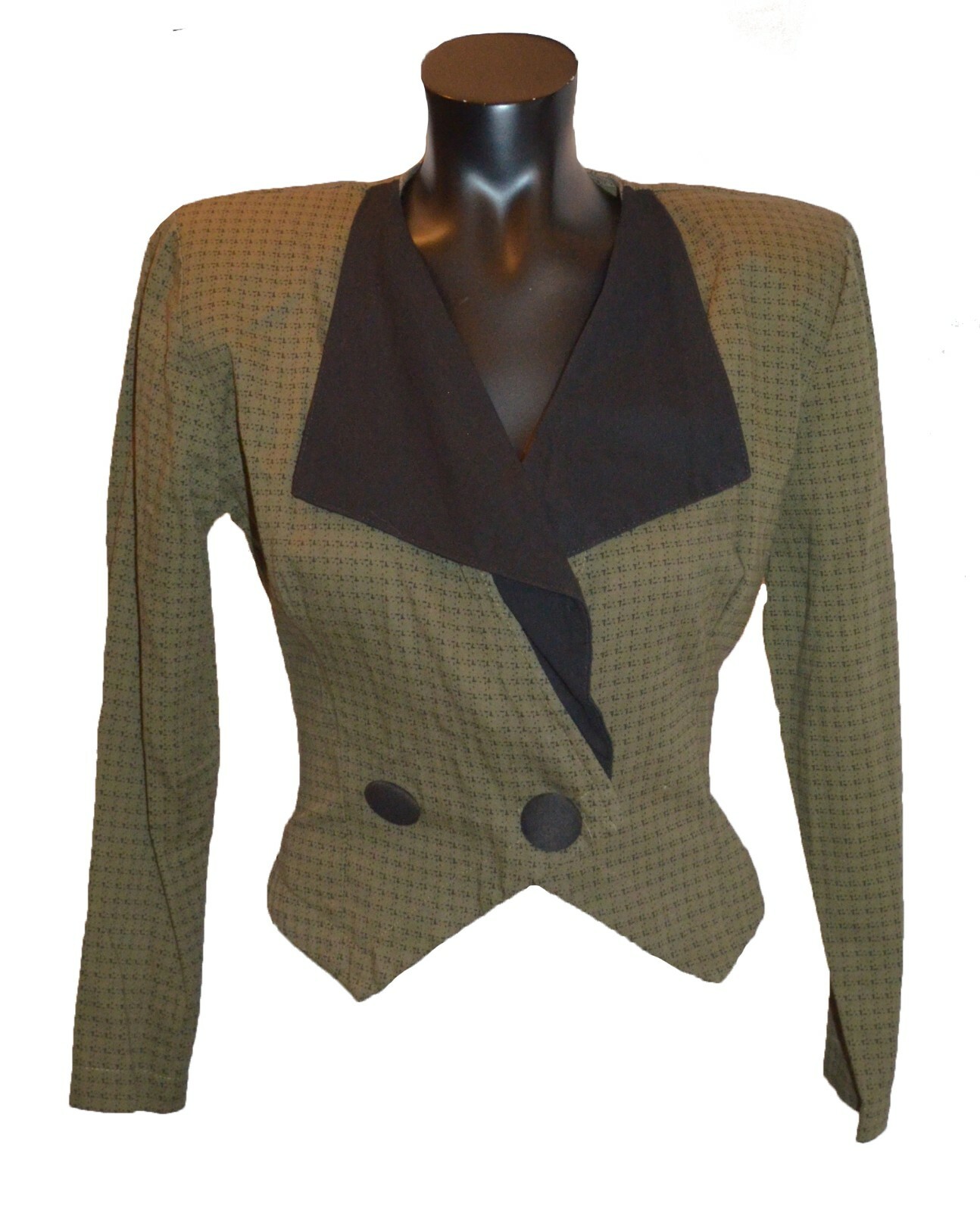 Byer Too! Vintage 80s Olive Green & Black Blazer Suit Jacket size 7