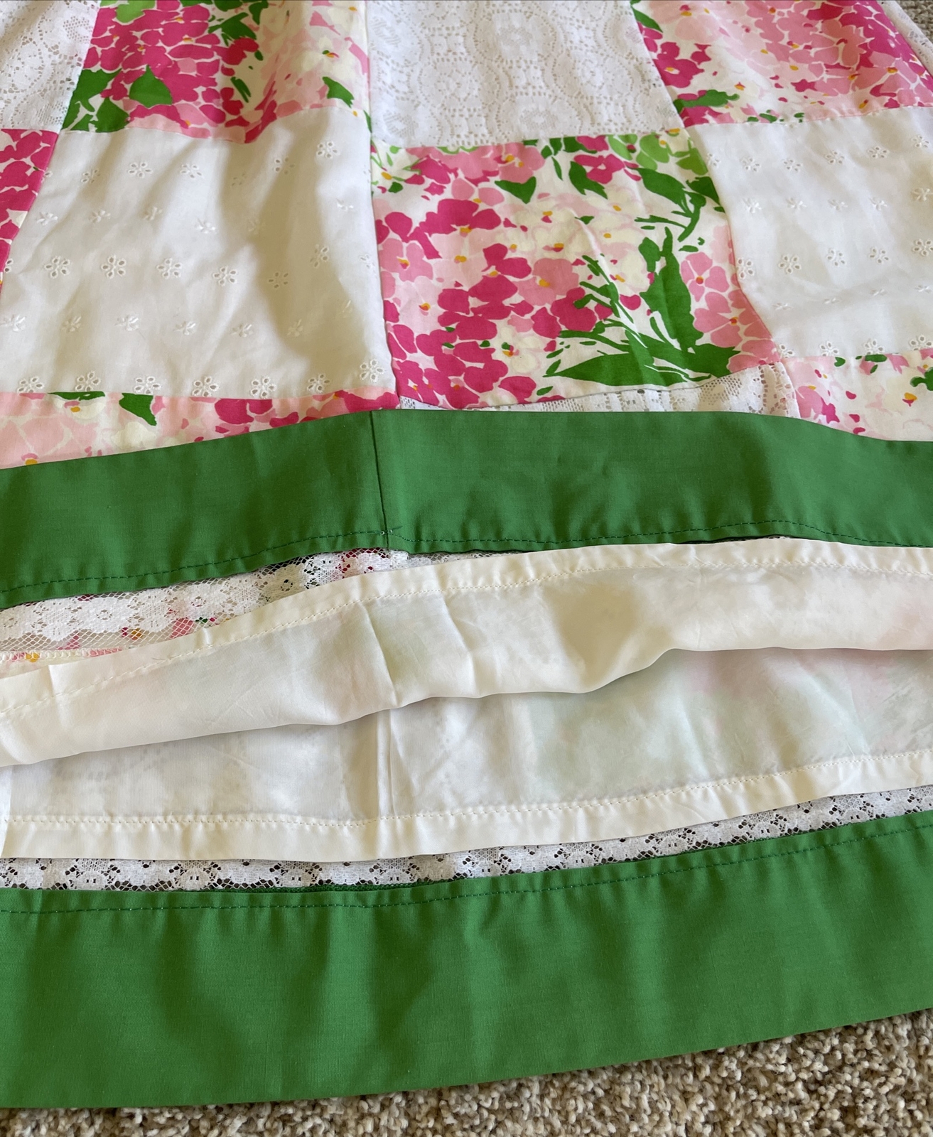 VTG Tumbleweeds Skirt Maxi Prairie Boho Lace Patchwork Pink Eyelet