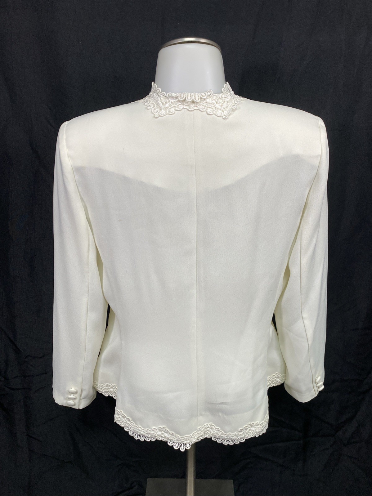 Vintage In The Mood Ivory Jacket And Skirt Suit Set Lace Detail Wedding Size