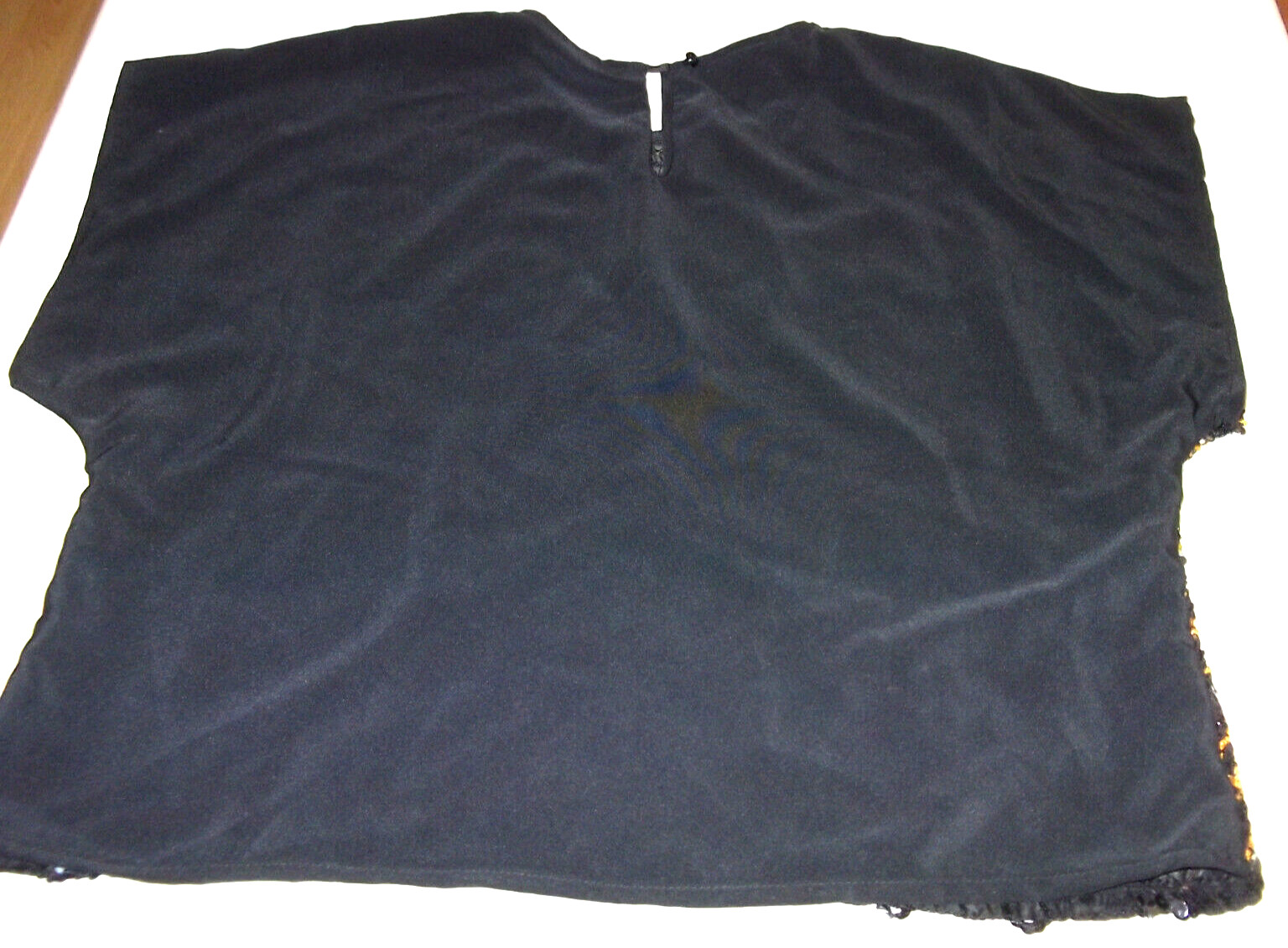 Vtg Black ADAMO Gold SEQUINED Pullover SHORT SLEEVE Evening Cocktail TOP/Size S