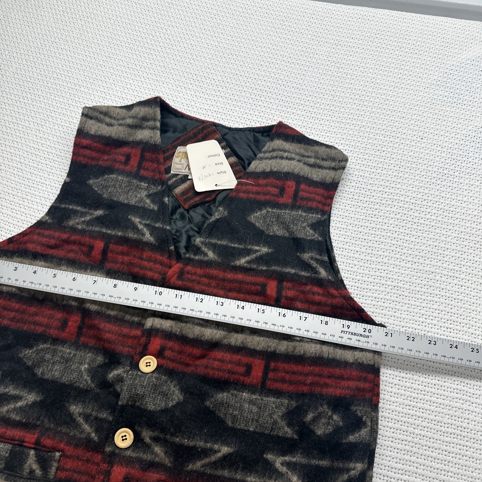 NWT Vintage Speed Limit MPH Aztec Wool Blend Quilted Lined Vest Southwest Desert