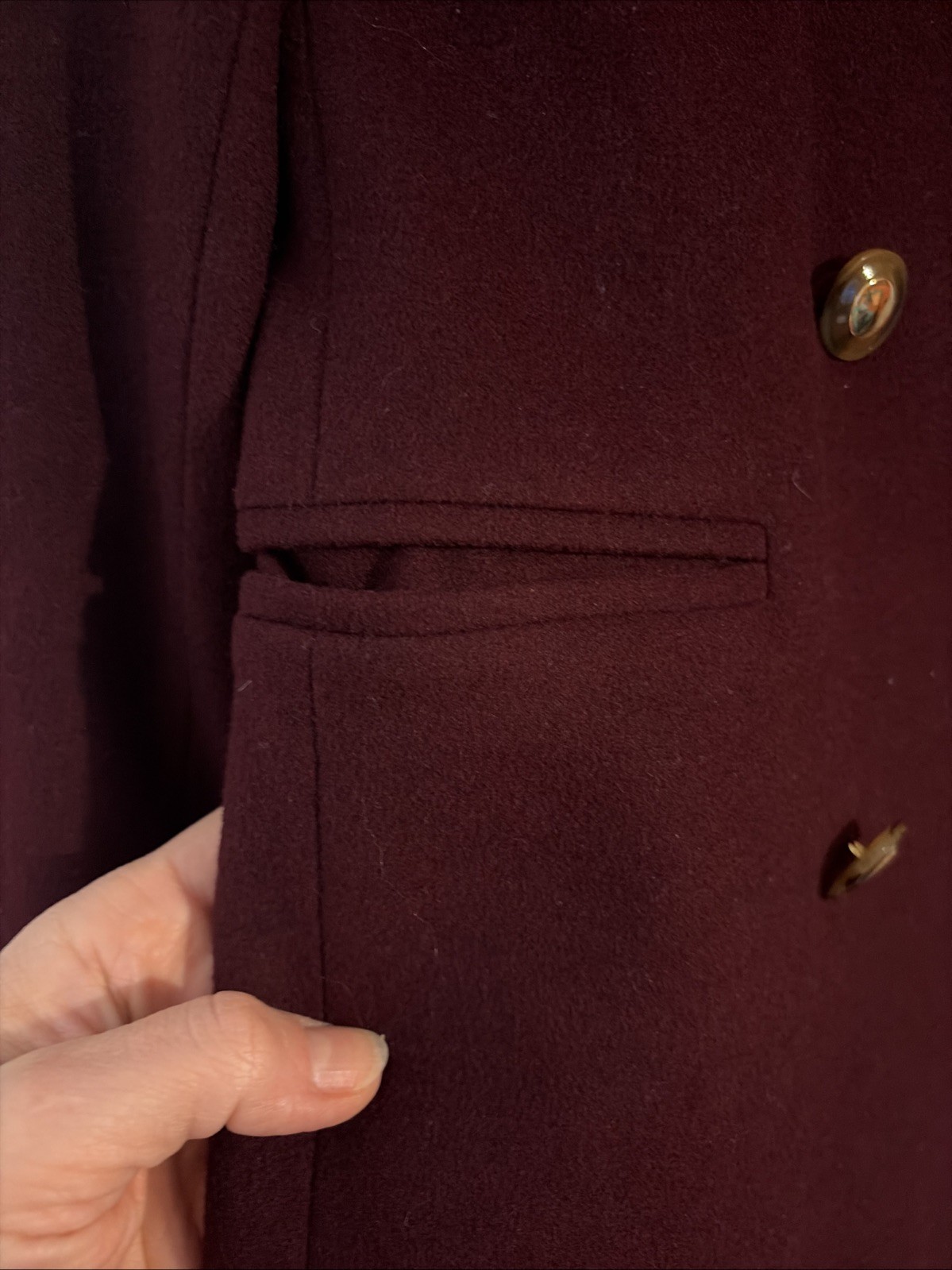 Vintage Escada Margaretha Ley Burgundy Wool Blazer Gold Buttons EU 34 US 2