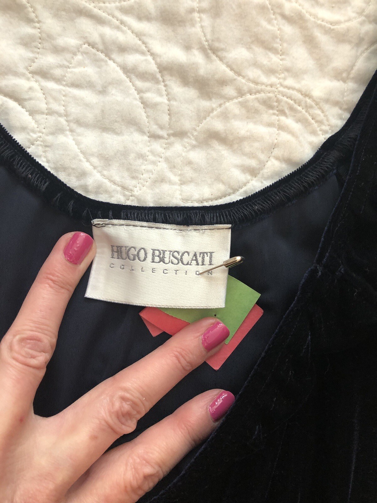Hugo Buscati 90’s Vintage Black Polyester /Spandex Velvet Maxi Dress