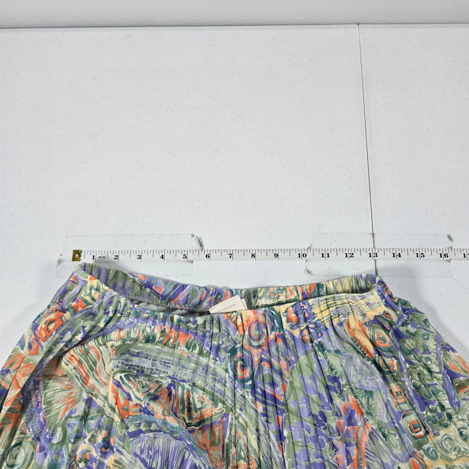 Graff Californiawear Vintage Abstract Geometric Pleated Midi Skirt Size 14 6955