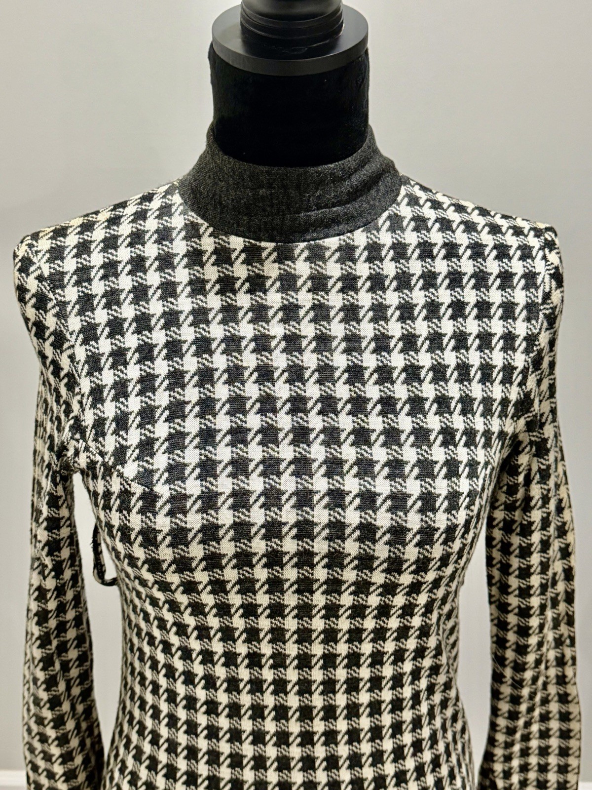 2 Vintage 1970s Women’s Dresses- Tan Terry Shirt Dress& Grey Houndstooth