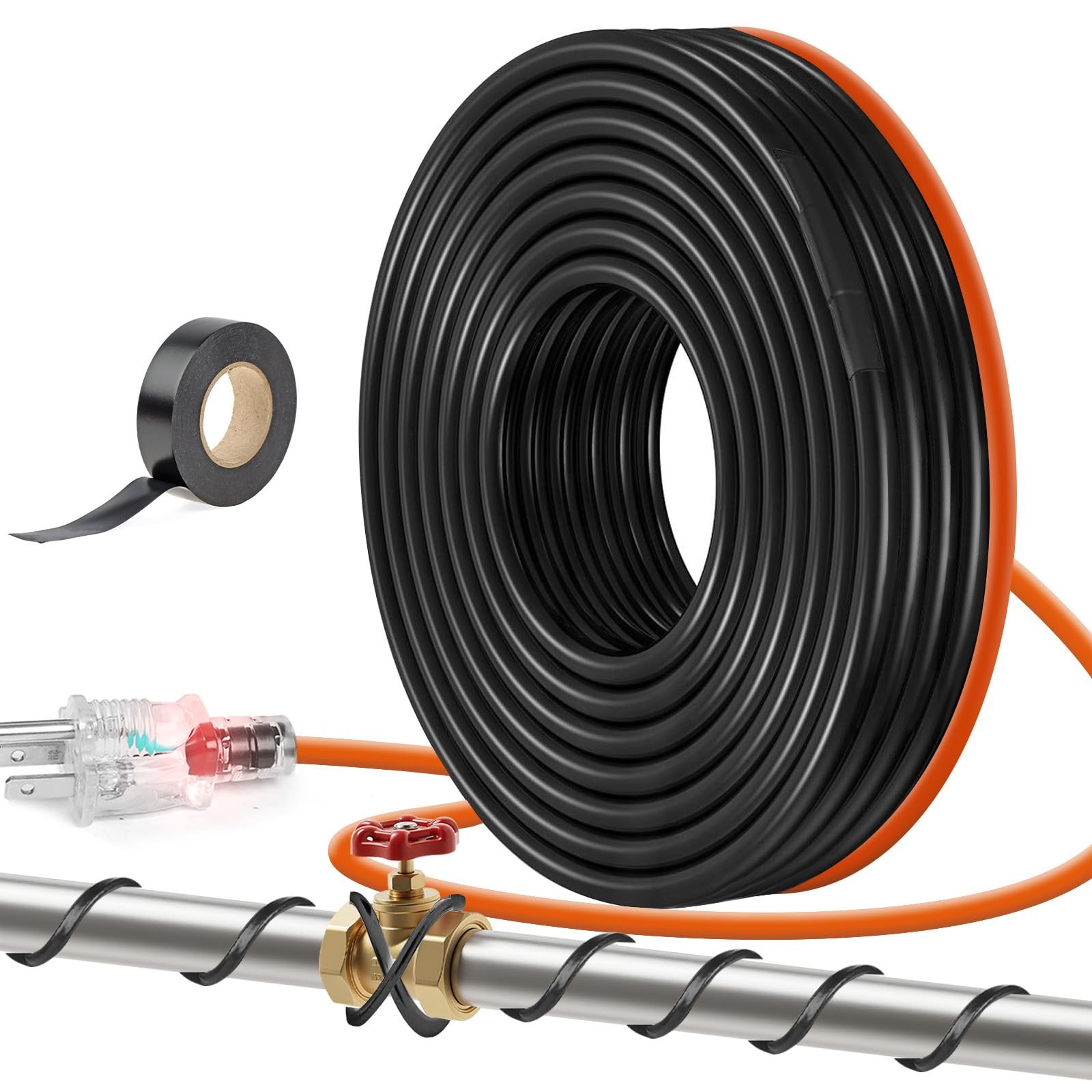 23FT Pipe Heating Cable Freeze Protection Water Pipe Heat Tape 5W/ft 120V for Me
