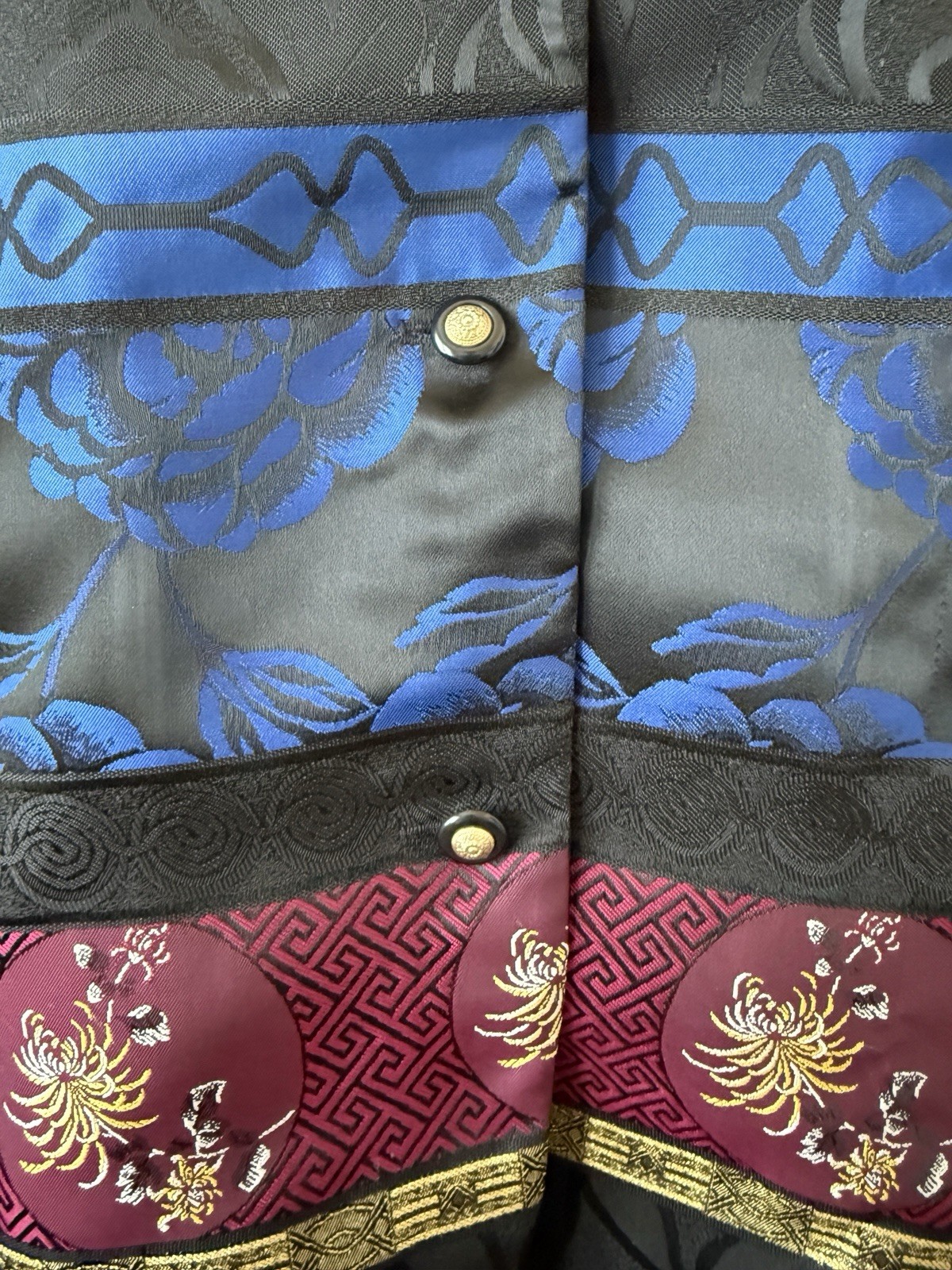 Vintage Koret Vest Women’s 12 Multi Print Design Black/Gold/Maroon/Blue EUC
