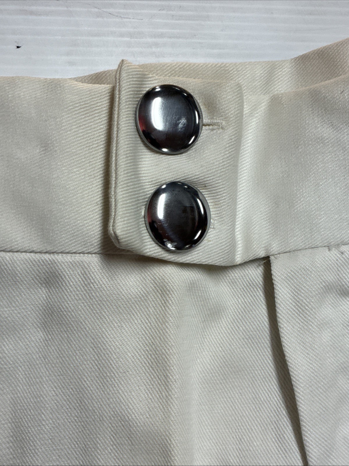 Vintage 1950s Junior’s by Vassar White Bell Bottom Pants w/Silver Buttons size 8