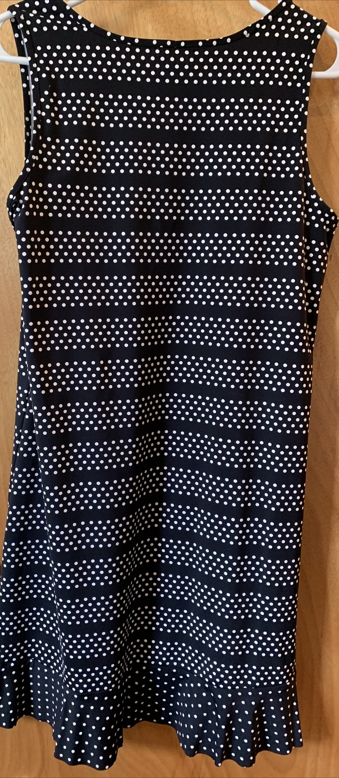 Vintage Retro Y2K LandsEnd Dress Sleeveless Black&White Ruffle Bottom Size Small
