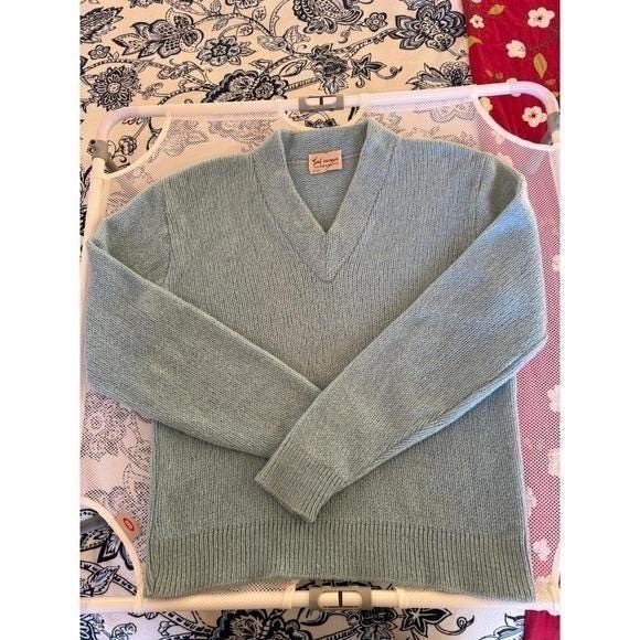 Vintage 1960s Tami 100% Shetland Wool Sweater Marina Blue