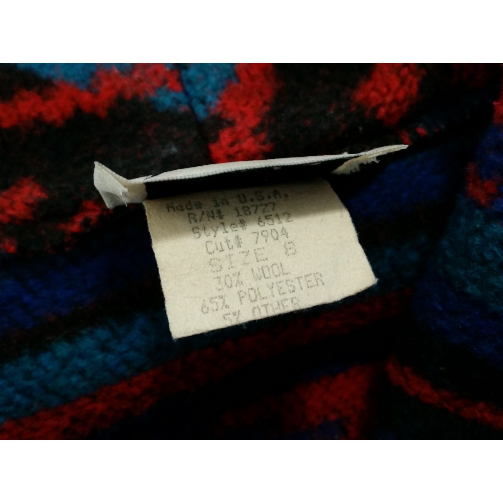 Vintage 80s Jo Hardin Red Blue Southwestern Western Aztec Jacket Coat Size 8