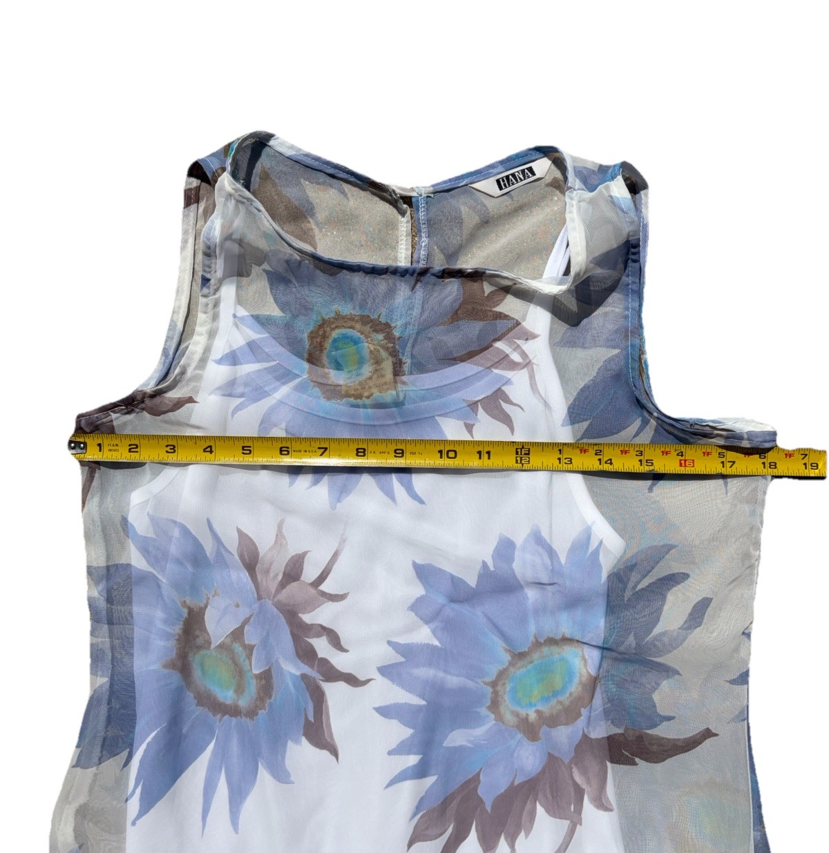 HANA 90s Blue Floral Mini Dress Size Small* Y2K Made in USA