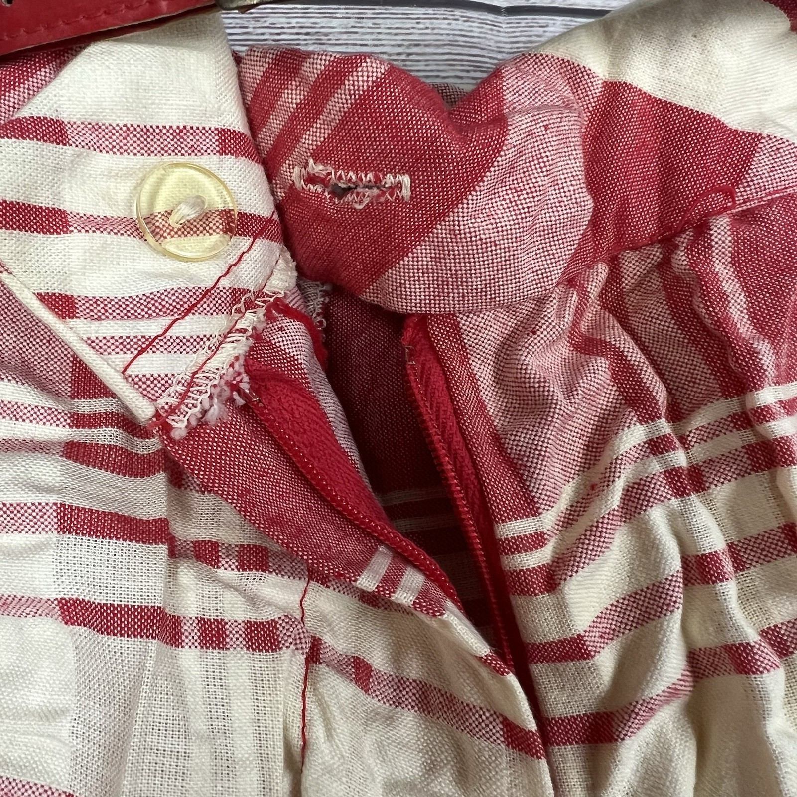 VINTAGE 60’s 70’s Tomboy Plaid Bell Bottom Pants Size 9 Red White Gingham USA