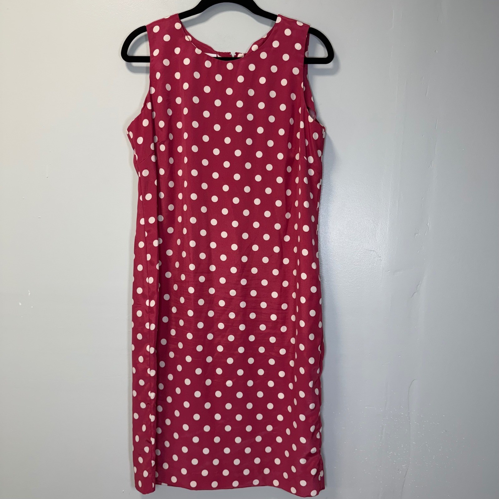 Leslie Fay Vintage Polka Dot Dress and Jacket Set Raspberry Pink Womens 14P
