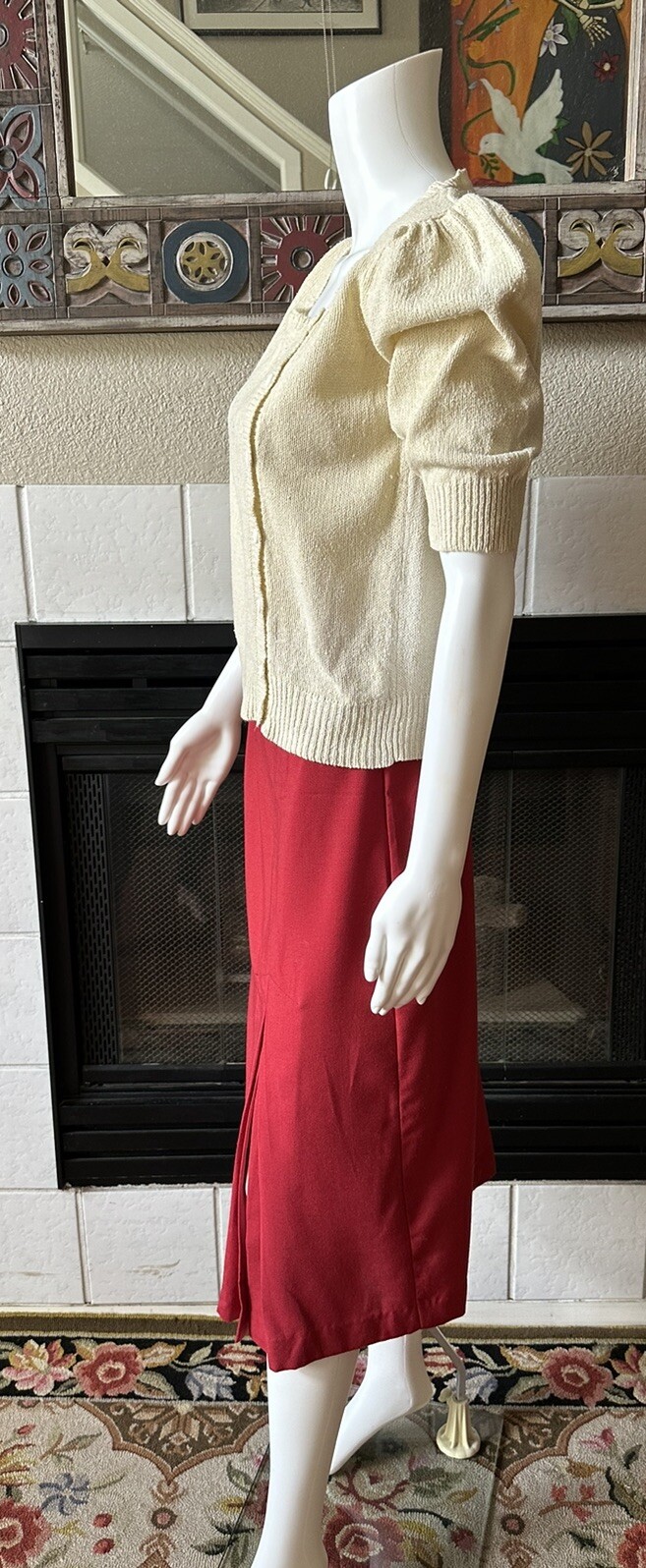 Vintage You Babes Red Skirt W/ Front Slit Juniors Size 9 Waist 26” Hips 36”