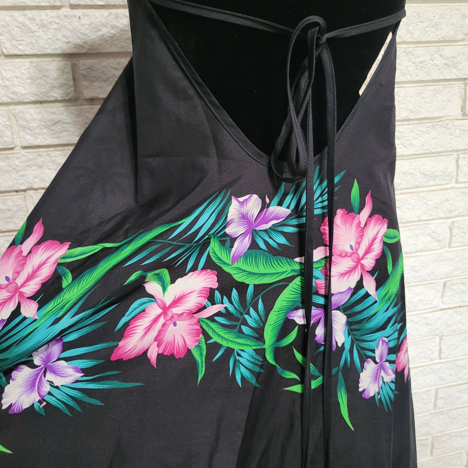 Vintage Helena’s Hawaiian Halter Beach Dress Double Tie Back Tropical One Size