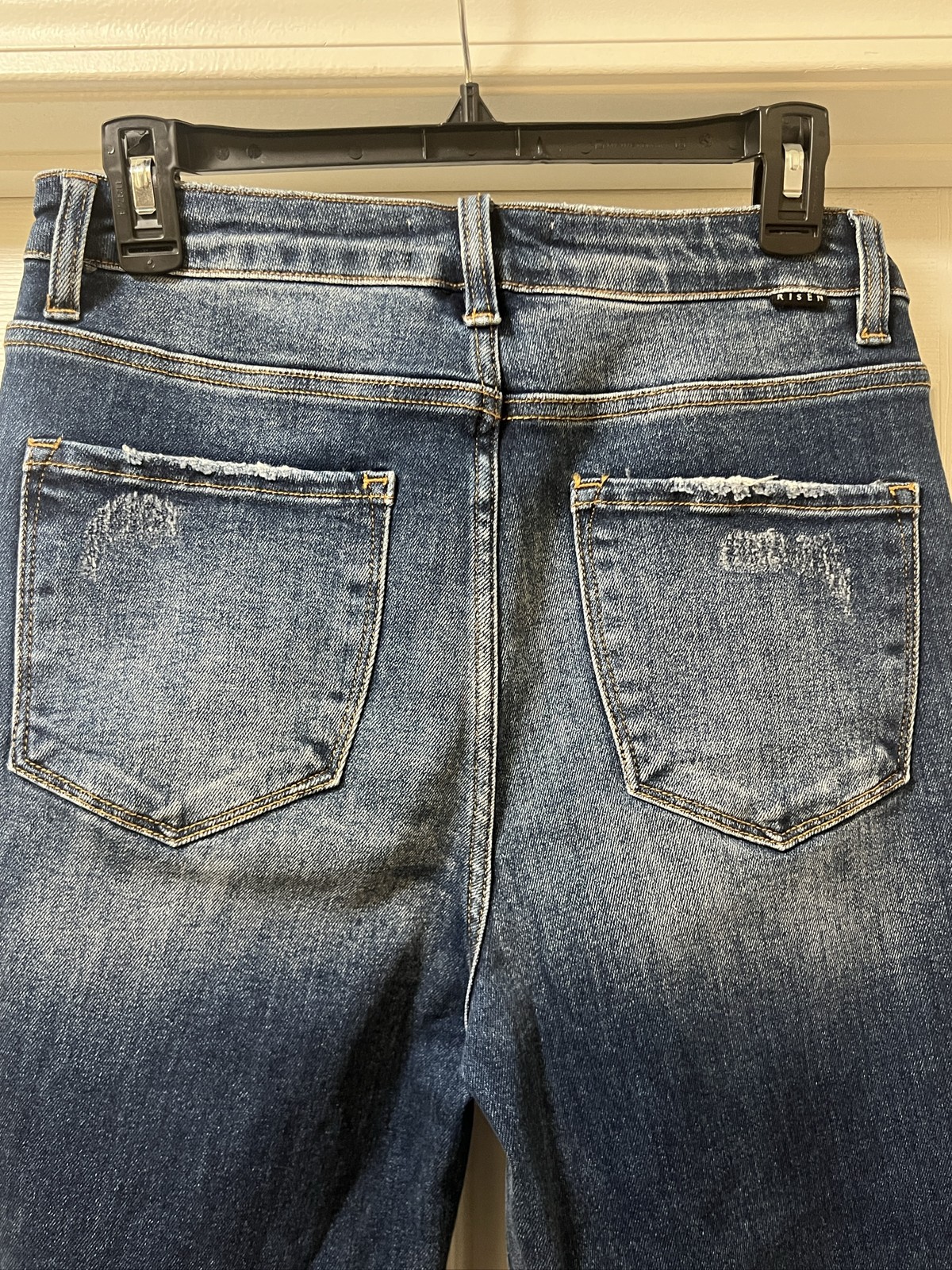 Risen Jeans Womens High Rise Wide Leg Cropped Distressed Raw Hem Denim 30