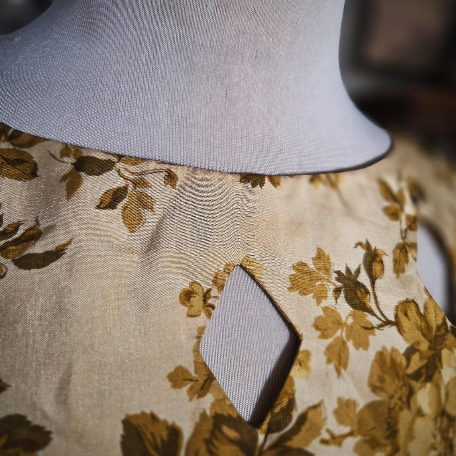 House of Lords Dress Set Vintage 1960s Floral Sheath Jacket Gold Yellow 12 S M