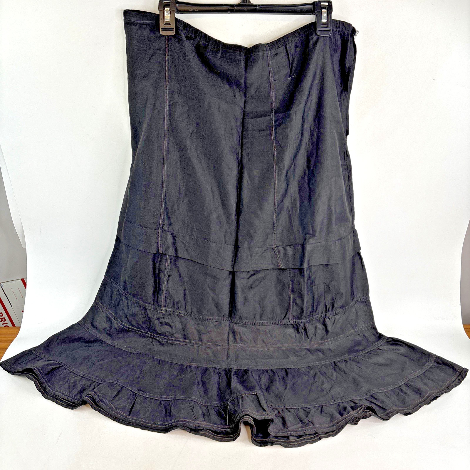 Antique 1890/1900 Victorian Edwardian Black Mourning Petticoat Skirt Slip
