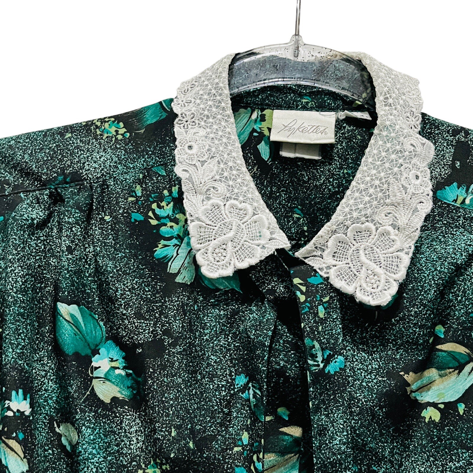 Pykette’s Secretary Blouse Women SZ M L Librarian Chic Vintage 9 to 5 Top Retro