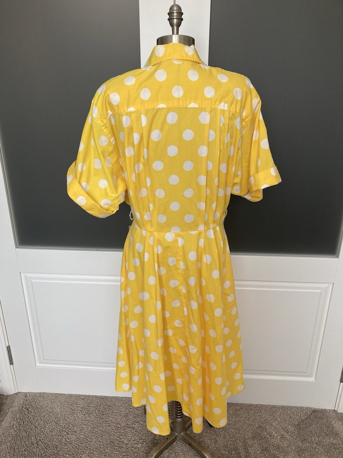 Darian VTG Yellow Polka Dot Shirt Dress Rockabilly Size M – Damaged For Costume