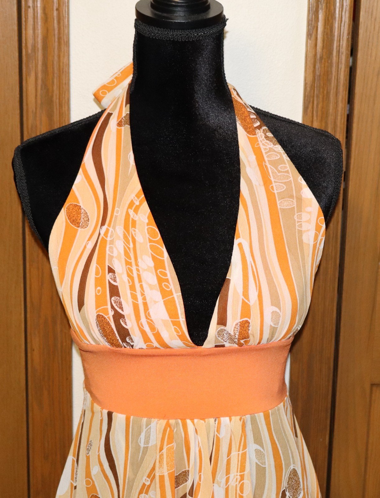 VTG Halter Dress LULY K NYC SMALL Mod GoGo Hippie Boho