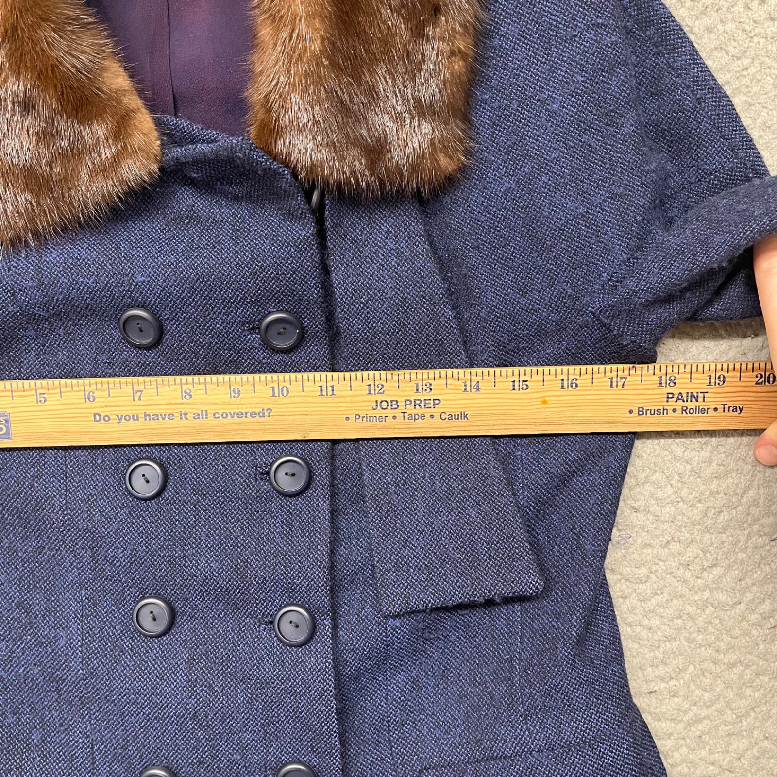 Vtg Zelinka Matlick Jacket Womens S Blue Forstmann Virgin Wool Fur Old Hollywood
