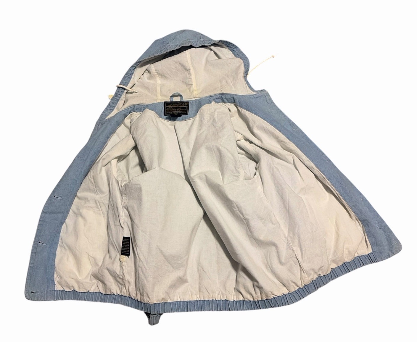 Eddie Bauer Outsoor Chambray Denim Jacket Women’s M Light Blue Hooded Vintage