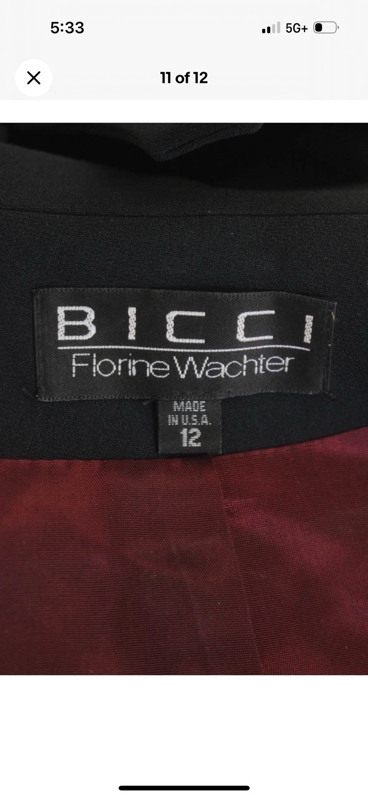 Vintage 80’s Florine Wachter Power Suit Black Gold Power Suit Skirt Set US 12
