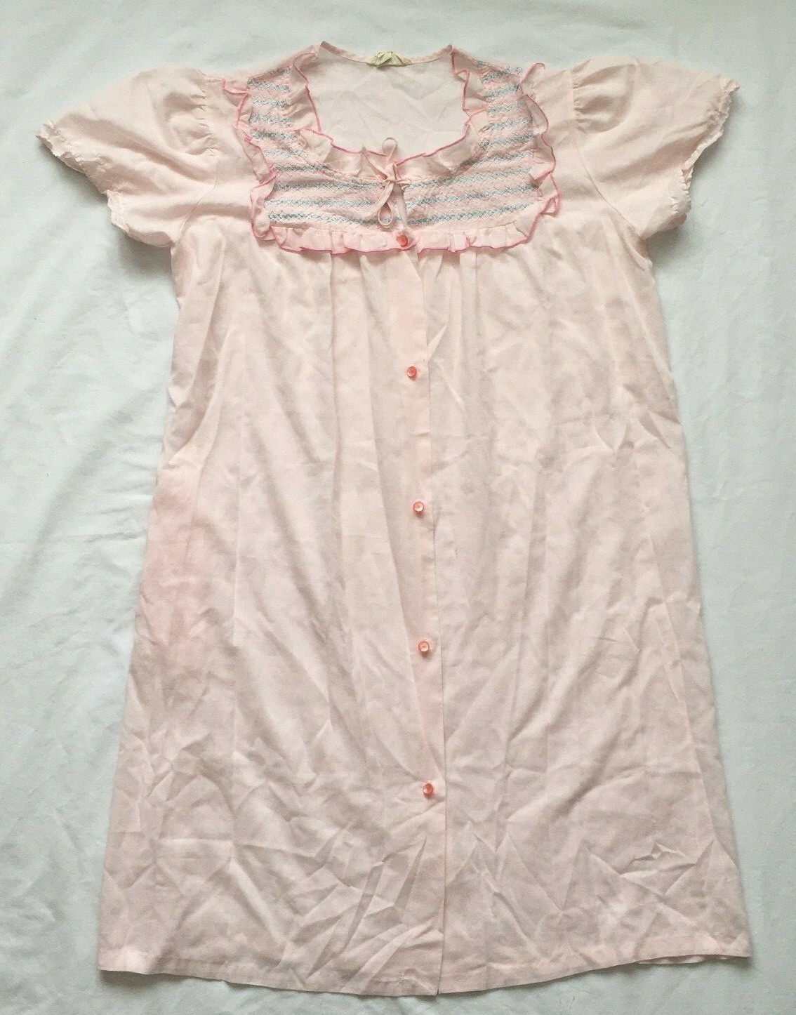 VTG Nice 'n Easy Pyjama PJ light pink size Medium M Embroidered