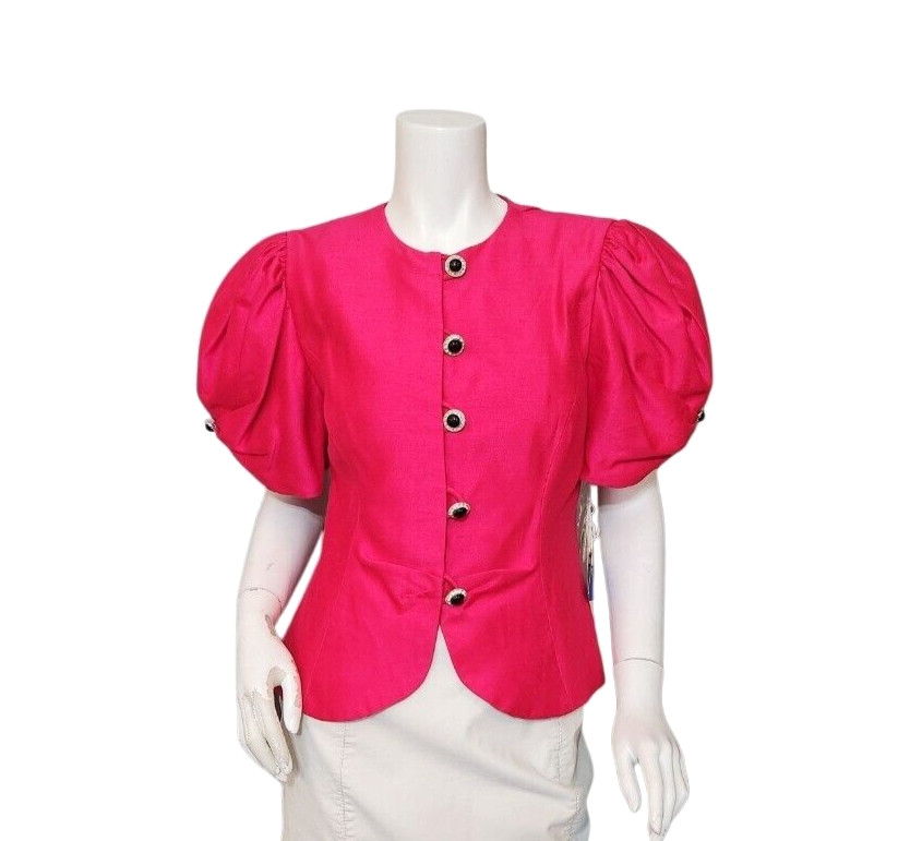 Vtg Barbara Chodos for Michael Marcella Pink Short Puff Sleeve Jacket Sz 12 NWD