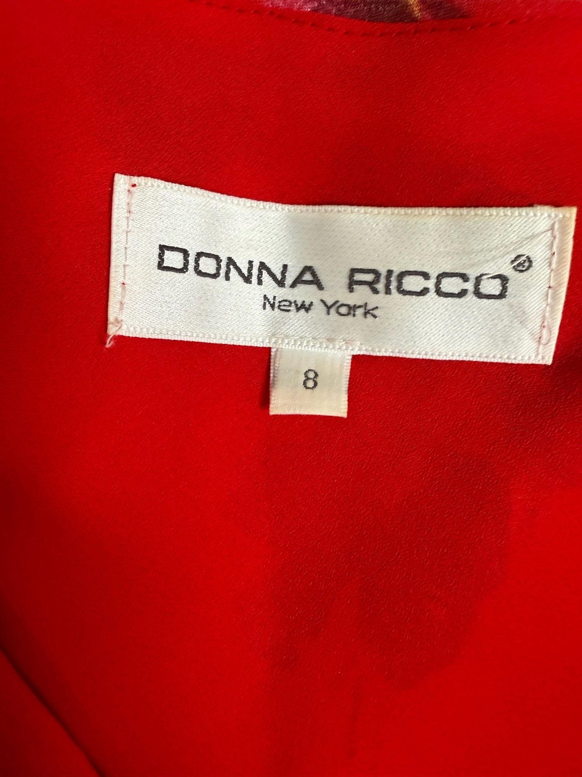 Donna Ricco Floral Chiffon Dress 8 Pink Red Lily Hanky Hem Wedding Guest Y2K