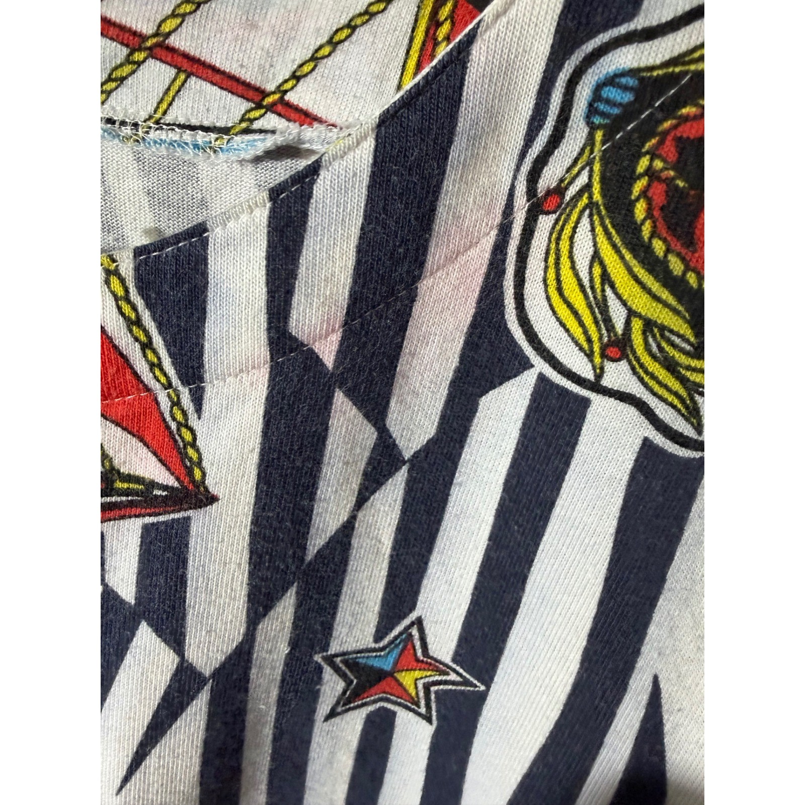 Anne Klein Knitwear Top S Navy White Vintage Nautical Sailboat Button Excellent