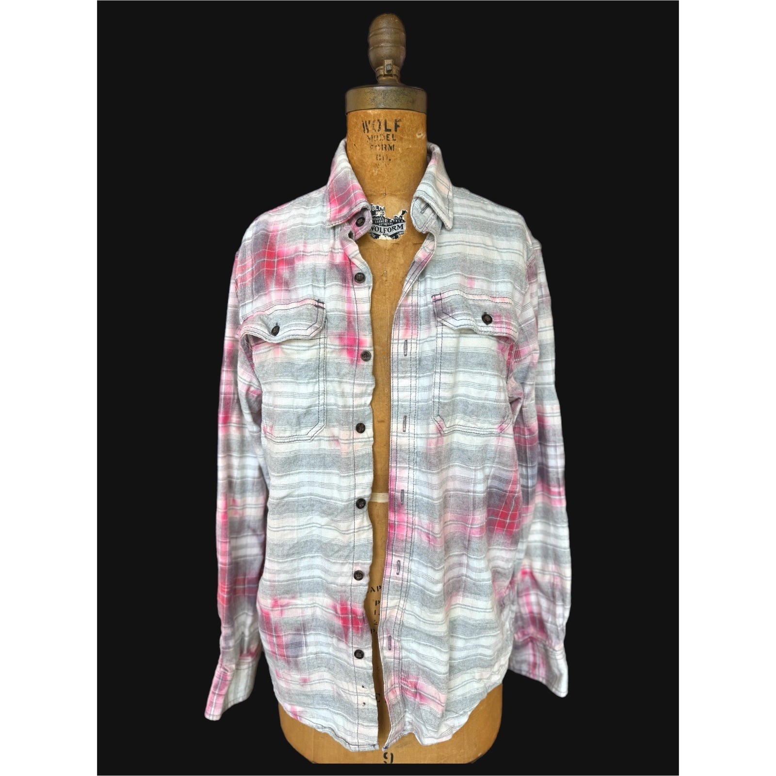 Upcycled Floral Flannel Shirt Small | Cottagecore Rose Patch Soft Plaid