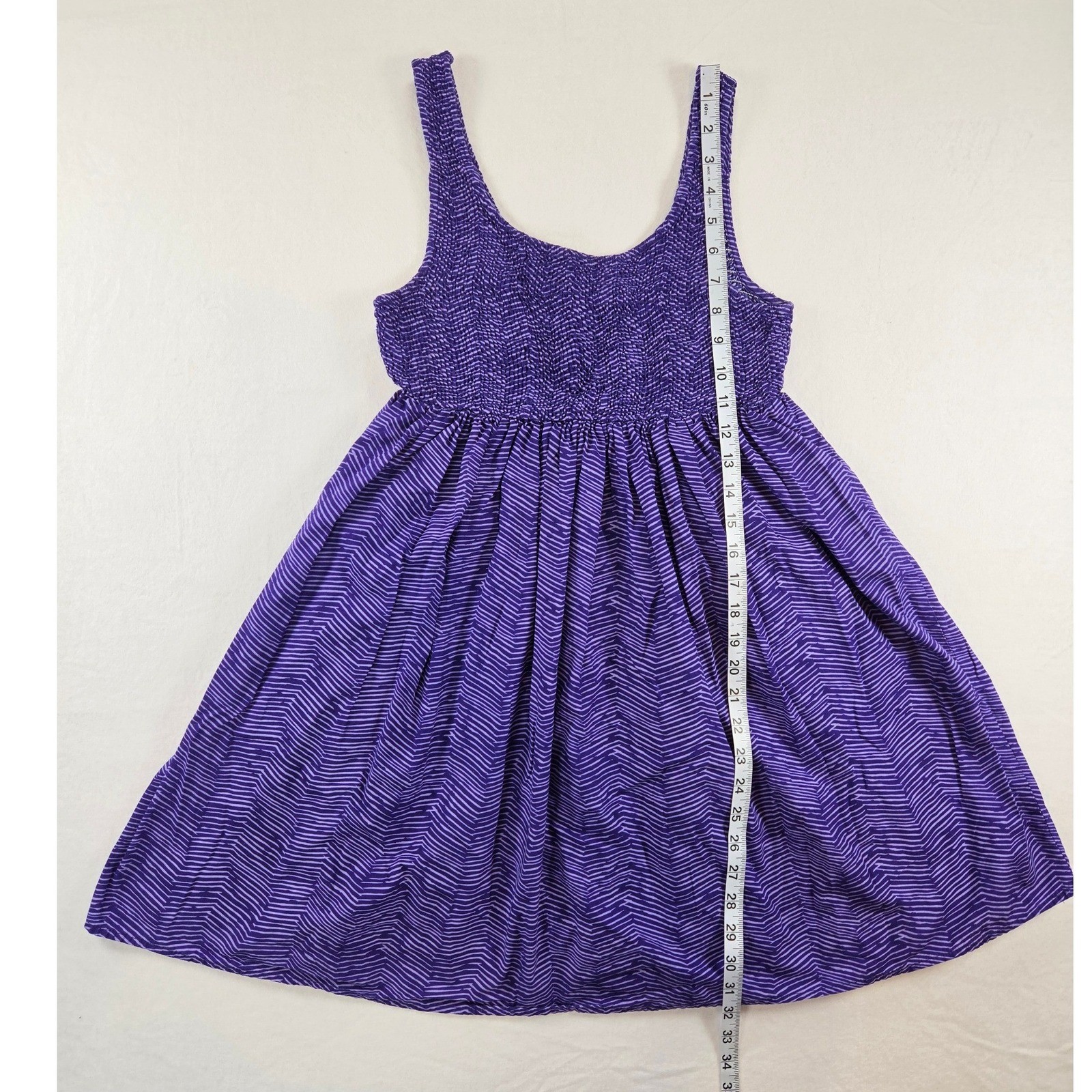 Ocean Pacific Women Purple Potion Smocked Mini Sun Dress SZ 11 / 13 Baby Doll