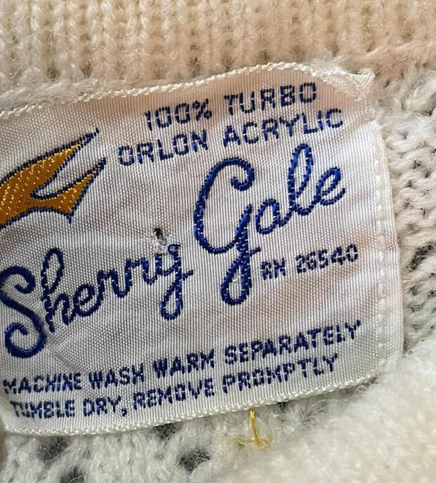 Vintage – 60s SHERRY GALE Cream Turbo Orlon Acrylic Sweater Poncho Cape – OS