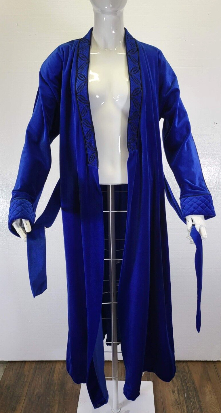 Vintage Gilligan O’malley Velour Robe With Belt Blue Womans Size M 12/14