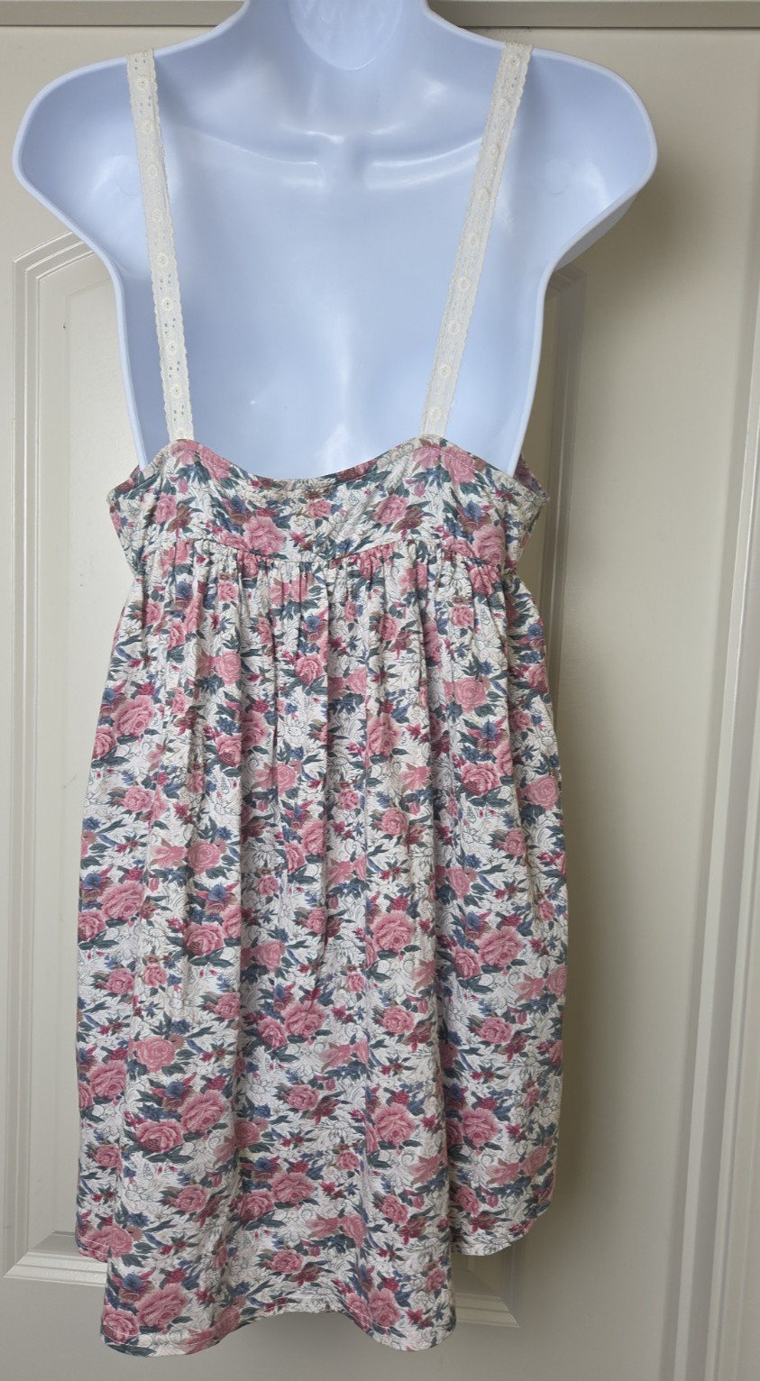 Vtg 90s Cottage Rose Romantic Eyelet Lace Victoria Secret Babydoll Nightgown M