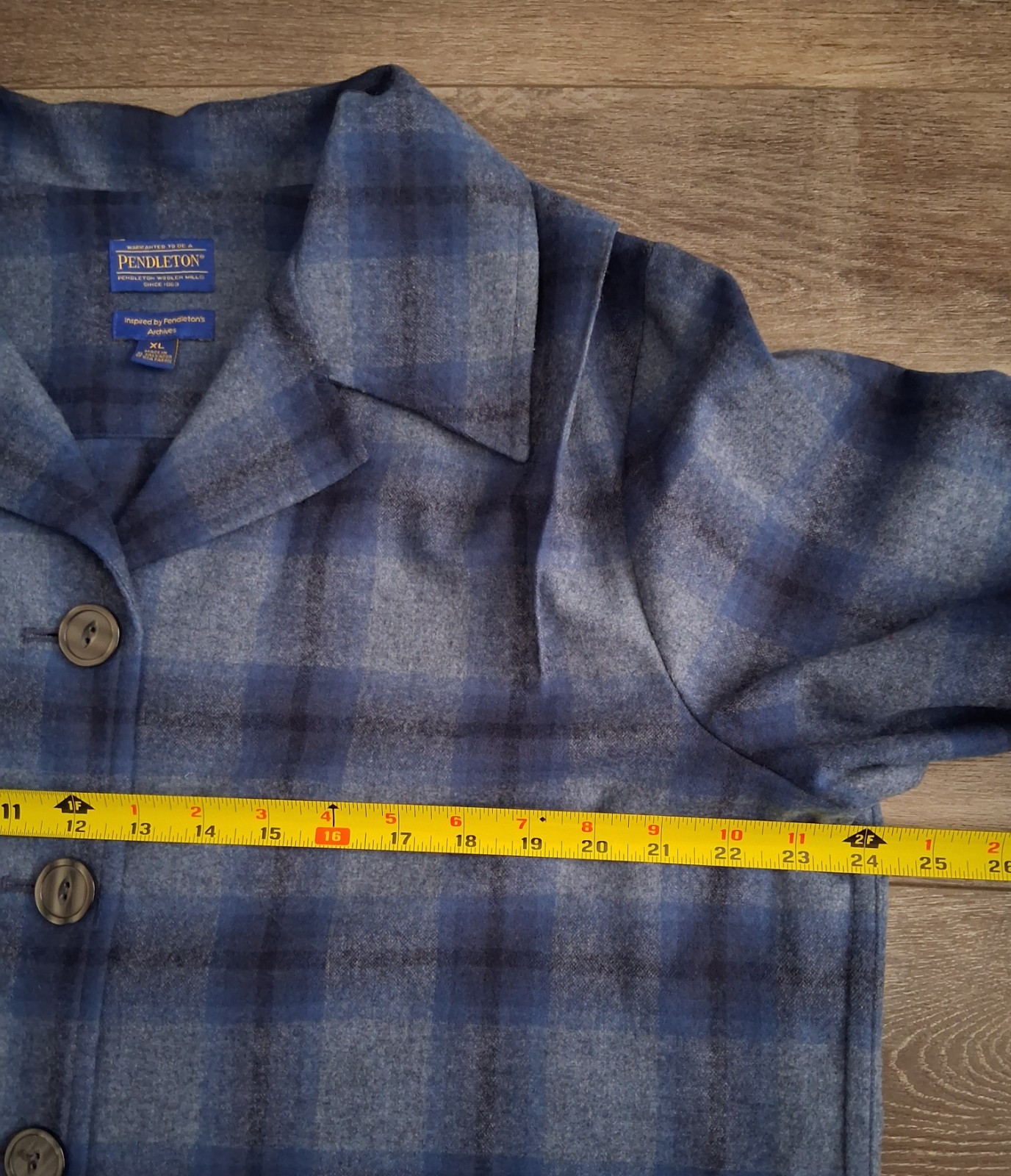 Vintage Pendleton 49ers Wool Tartan Plaid Shirt Jacket Blue Grey Womans Size XL