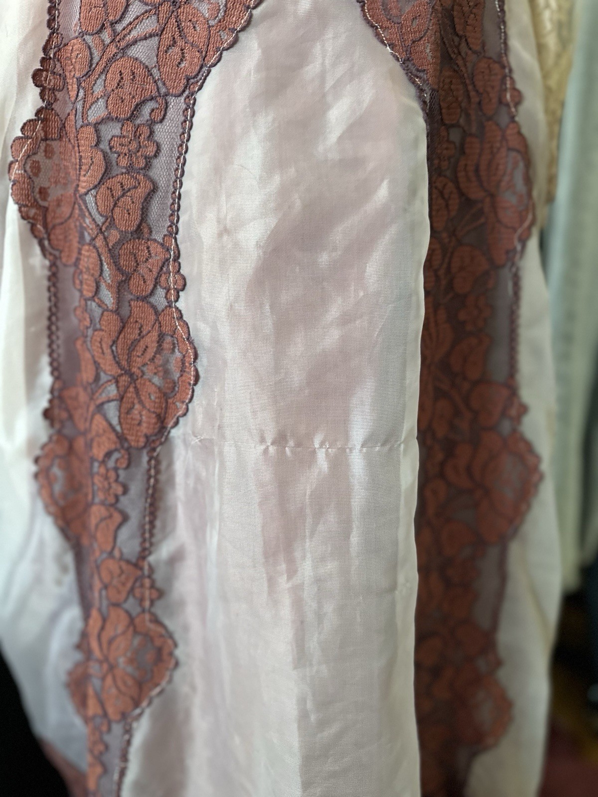 Vintage Union Tag Lace Gown With Beaded Details And Bustled Train