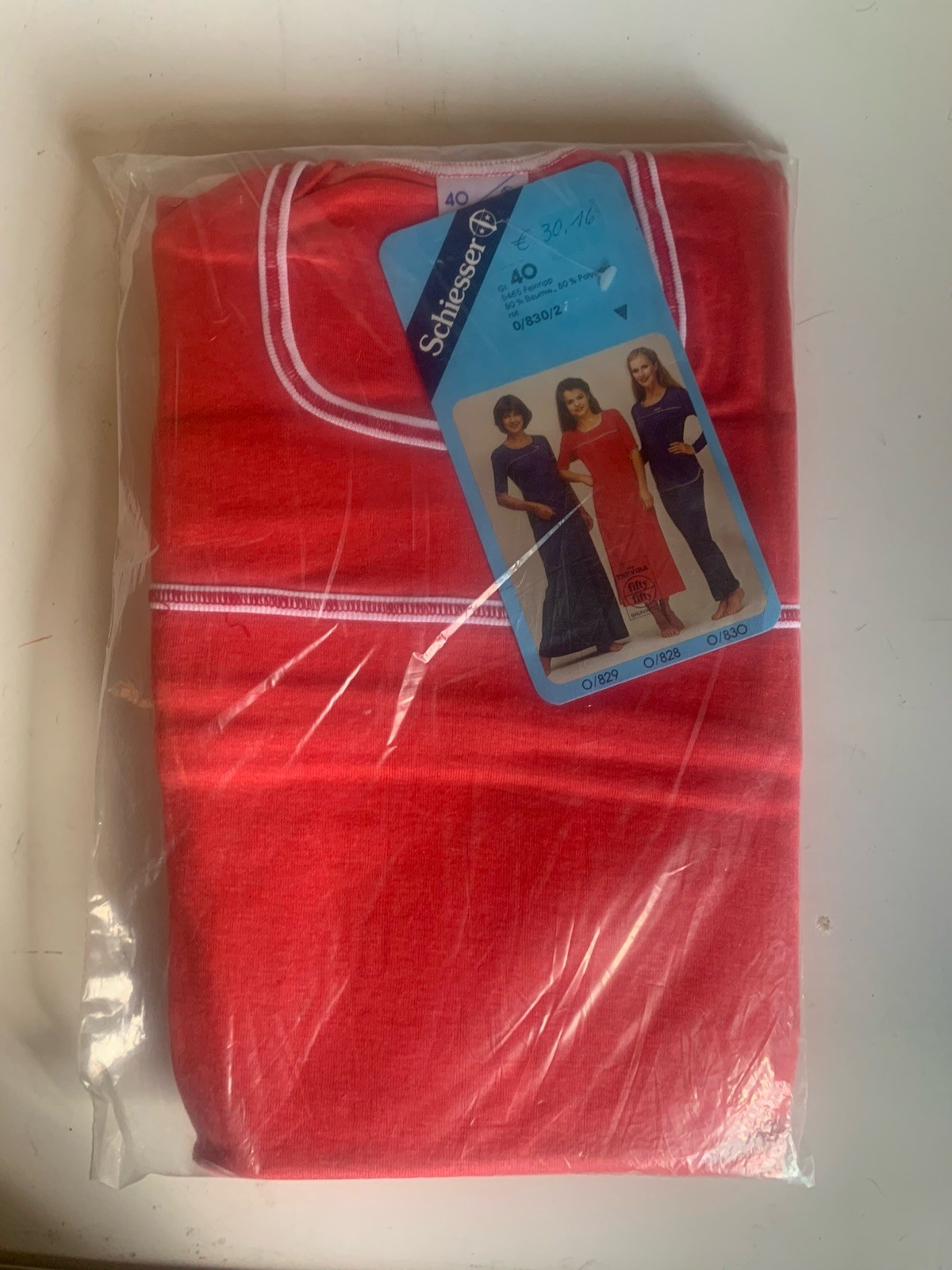 True Vintage Sleepwear Schiesser Size 40 Original Red Nightgown Trevira Underwear